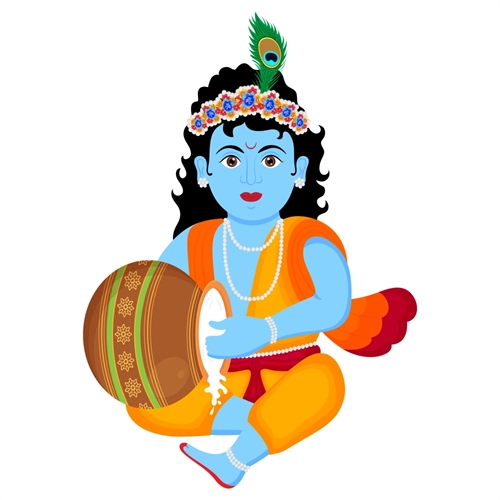 Balkrishna Theme Little Krishna with Butter Pot Transparent Sticker
